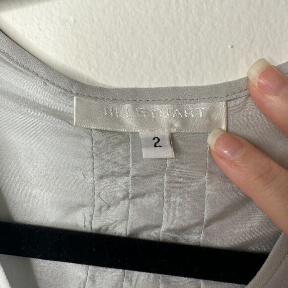 Jill Stuart 100% Silk Gray Navy Ombre Sleeveless Sheer Dress VNeck Side Zip 2 - Picture 7 of 12